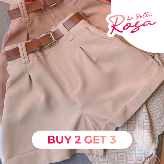 BUY 2 GET 3 - Women's Tailored Shorts with High Waist Belt