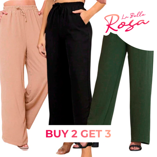 BUY 2 GET 3 - Duna women's high waisted wide leg pants with side pocket