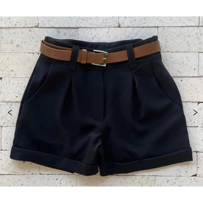 BUY 2 GET 3 - Women's Tailored Shorts with High Waist Belt