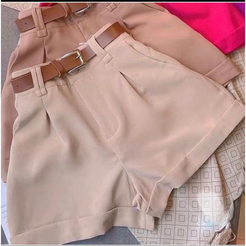 BUY 2 GET 3 - Women's Tailored Shorts with High Waist Belt